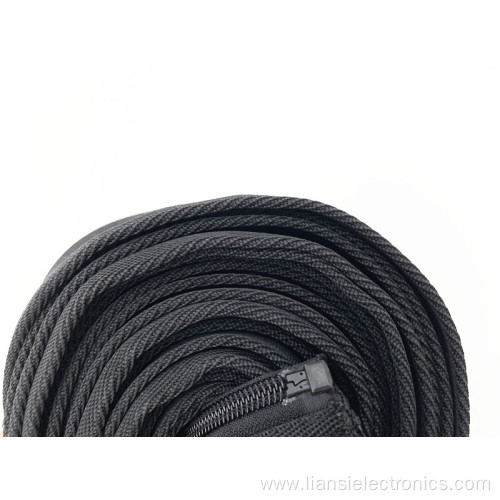 Cable management zipper braided sleeve